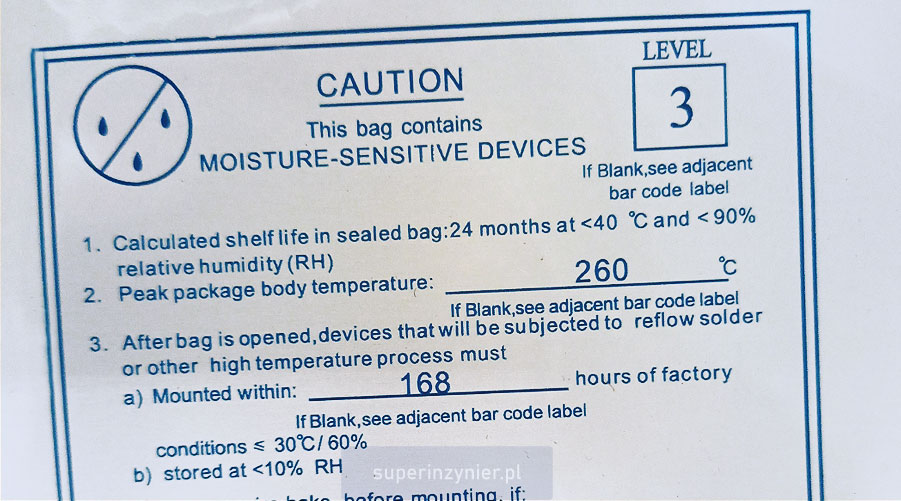 Moisture vs. component MSL levels